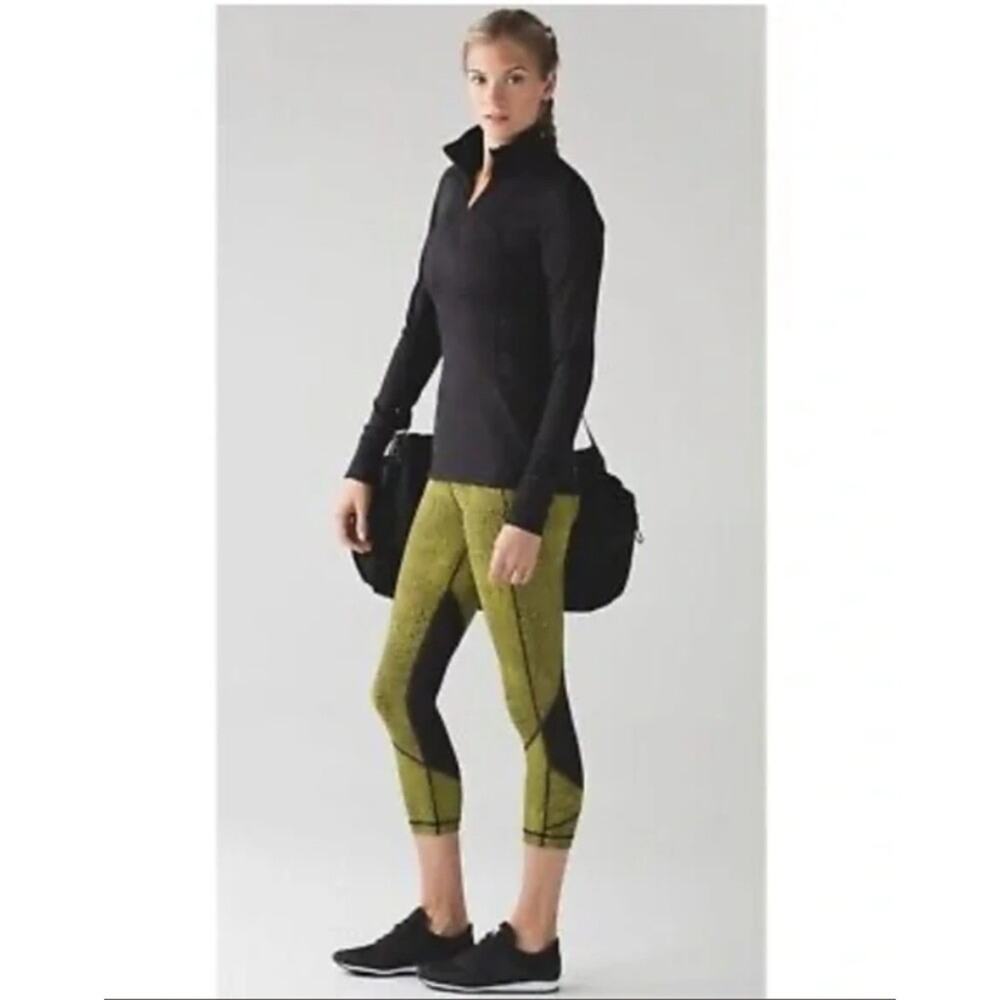Lululemon Pace Rival Crop (19") Leggings Toxic Green Black Womens Size 4